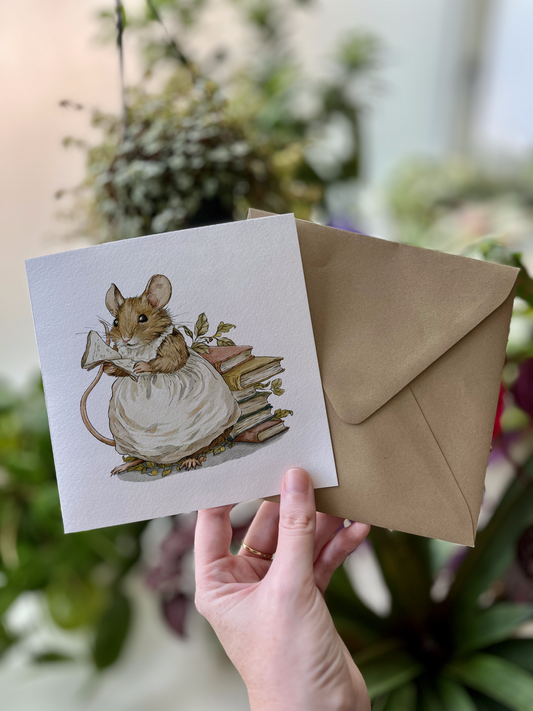 The Bookkeeper | Greeting Card & Envelope - Julia Hope Aspinall - cute animal illustrations