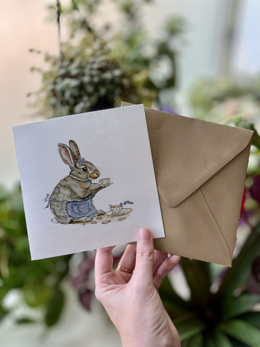 A Bunny’s Tea Party | Greeting Card & Envelope - Julia Hope Aspinall - cute animal illustrations