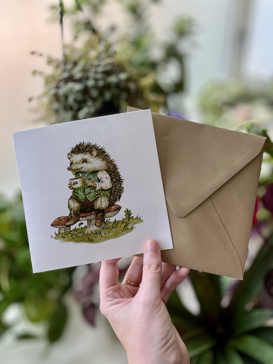 A Cozy Hedgehog | Greeting Card & Envelope - Julia Hope Aspinall - cute animal illustrations