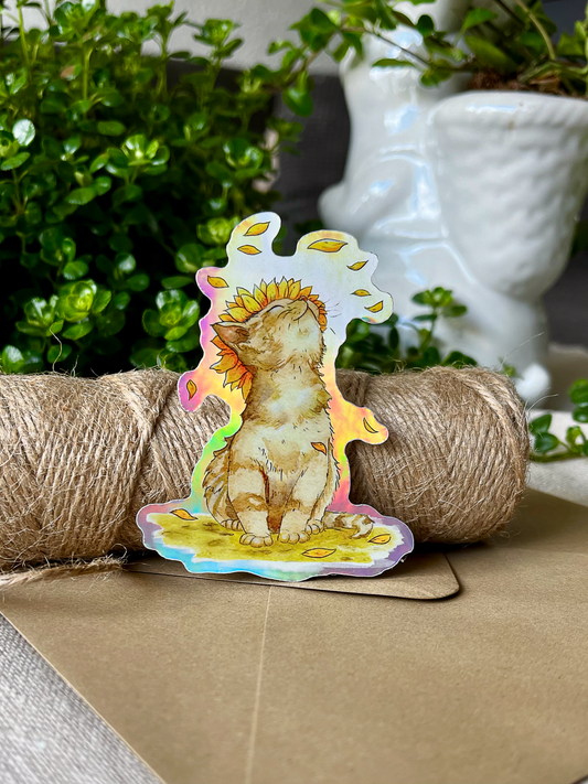 The Sunflower Kitten | Vinyl Sticker | 3"