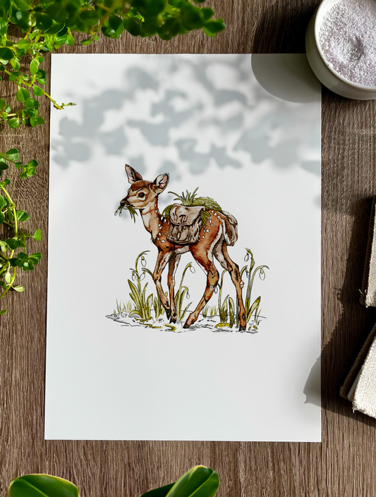 A Fawn's First Snow | Art Print