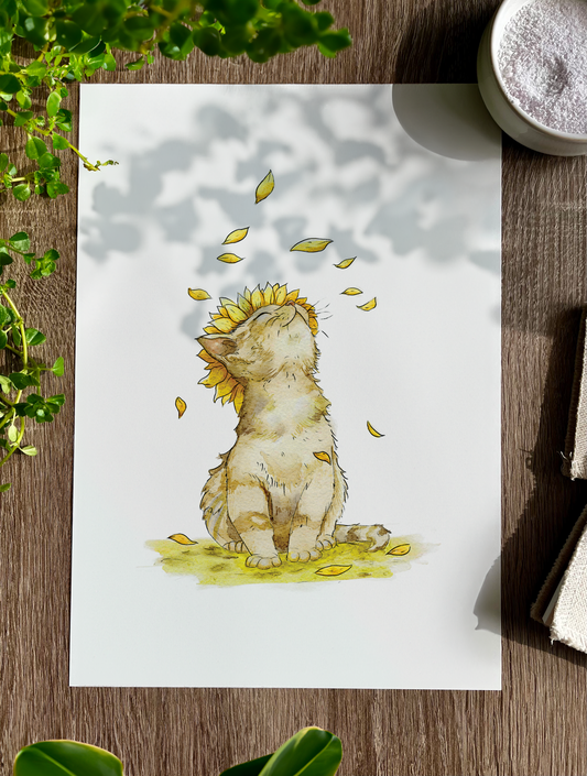The Sunflower Kitten | Art Print