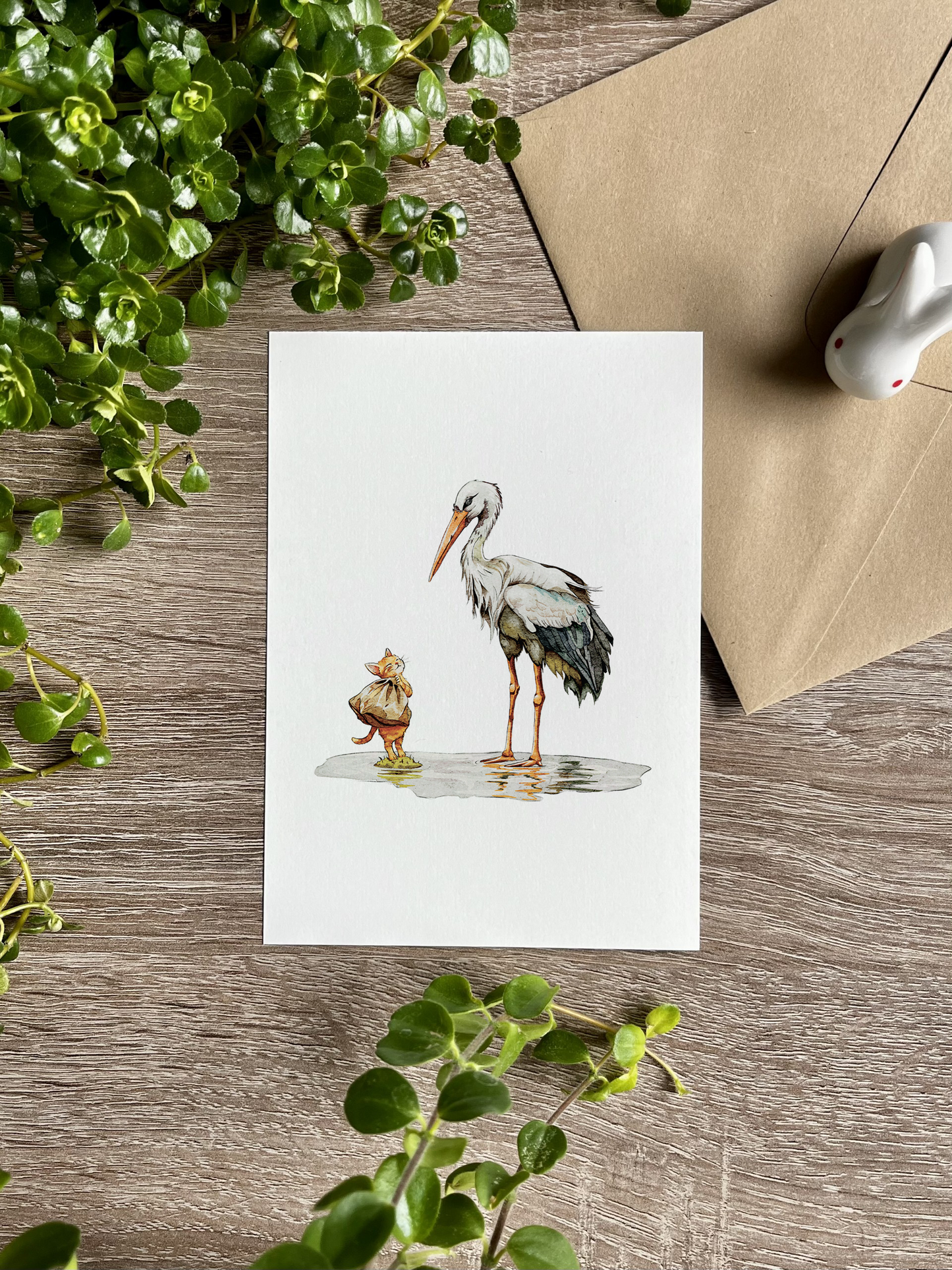 The Stork and the Kitten | Art Print