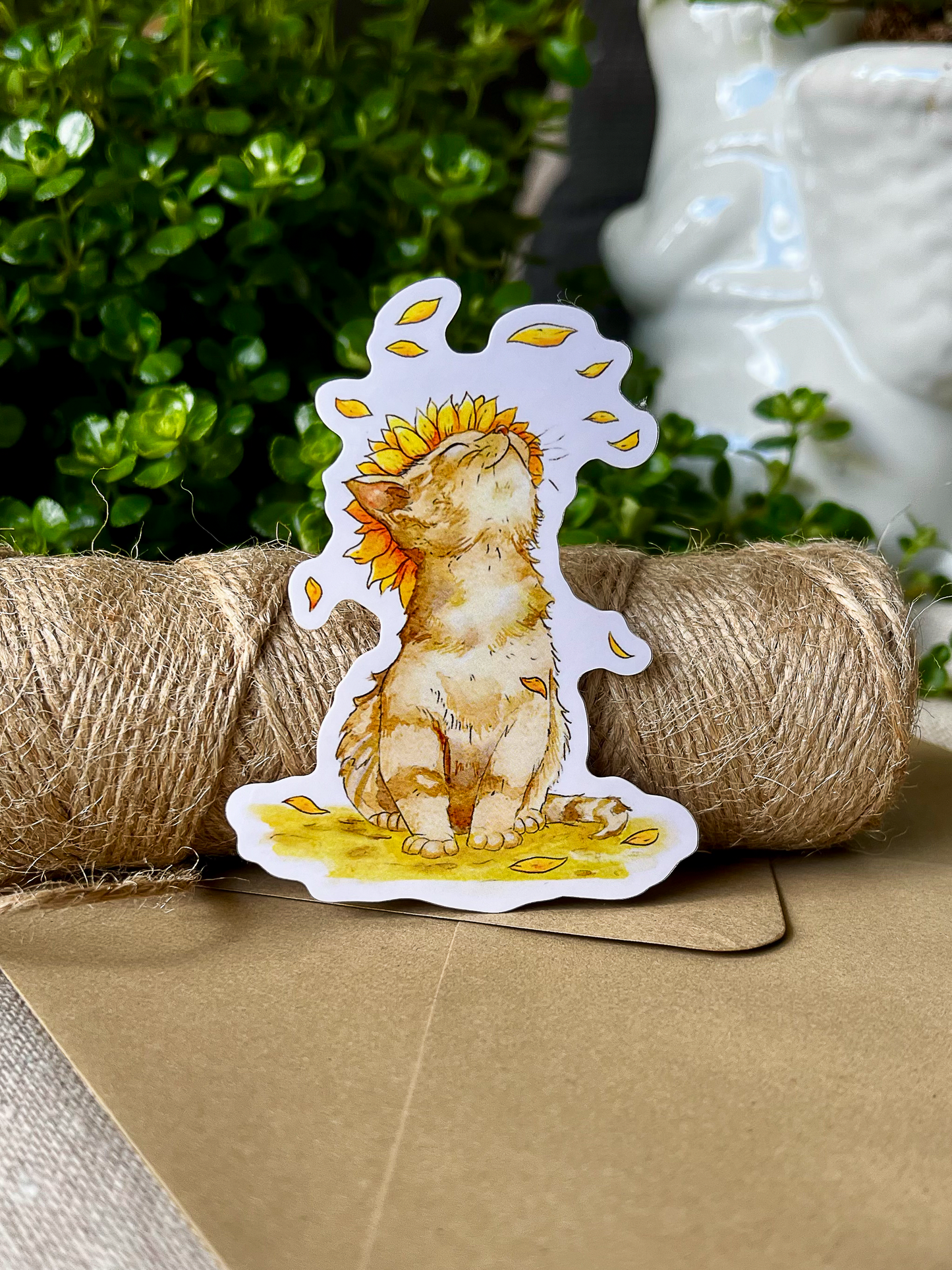 The Sunflower Kitten | Vinyl Sticker | 3"