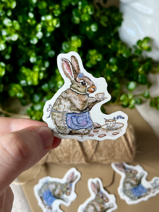 A Bunny's Tea Party | Vinyl Sticker | 2"