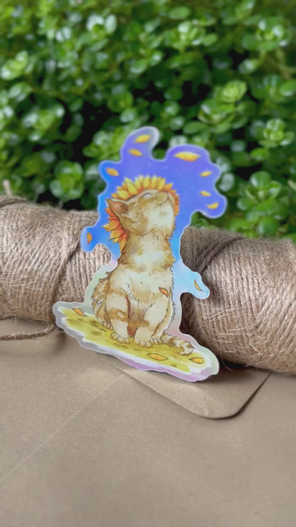 The Sunflower Kitten | Vinyl Sticker | 3"